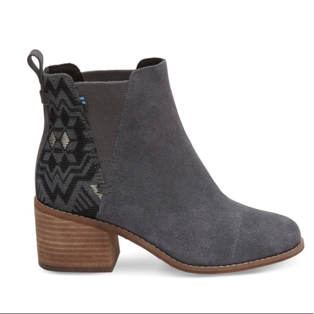 Toms Esme Iron Grey Suede & Jacquard Boots Women’s 6 Like New
